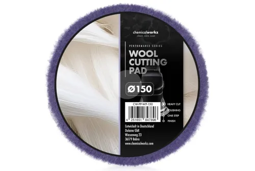 Wool Pad 152mm från ChemicalWorkz New med naturlig ull för aggressiv maskinpolering och lackrestaurering