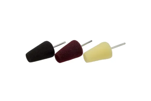 Cone-shaped foam polishing pads 3-pack, soft medium hard, for detail polishing of wheels and edges, Evoxa