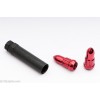 Wheel bullet nuts M12 x 1,50 46 mm 60°, steel, red, 4 pcs inc. dual adapter