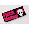 Sticker "Fuck Noisy", black background, 145x70mm