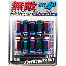 Wheel Nuts, M12 x 1.25 45 mm 60° Steel Rainbow Color 20 Pcs Incl. Dual Adapter, Muteki