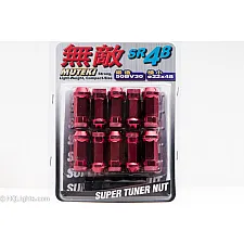 Wheel Nuts M12 x 1.25 48mm 60° Steel Red 20 Pcs with Dual Adapter, Muteki