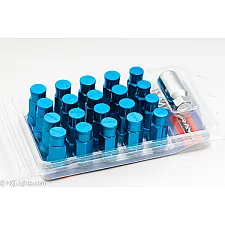 Wheel Nuts, M12 x 1.50, 50 mm, 60°, Aluminium, Blue, 20 Pcs with Adapter and Lock Nut, Rays
