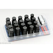 Wheel Nuts, M12 x 1.25 50 mm 60° Aluminium Black 20 Pcs with Adapter and Lock Nut, Rays