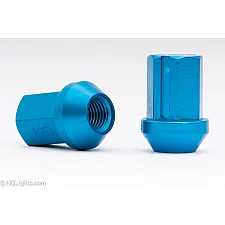 Wheel Nuts, M12 x 1.50 35 mm 60° Aluminium Blue 20 Pcs Incl. Adapter and Lock Nut, Rays Dura Nuts