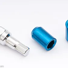Wheel Nuts, M12 x 1.5 33 mm 60°, Steel, Open, Blue, 16 Pcs with Dual Adapter