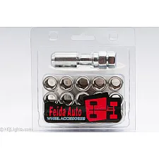 Wheel Nuts, M12 x 1.25, 33 mm, 60°, Steel, Open, Silver, 16 Pcs with Dual Adapter