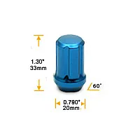 Wheel Nuts, M12 x 1.50, 33 mm, 60°, Aluminium, Blue, 20 Pcs Incl. Adapter, TPI