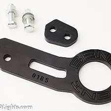 Tow Hook Kit, Anodized Aluminum, Black with Silver Text