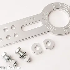 Tow Hook Kit, Front Racing, Anodized Aluminum, Silver