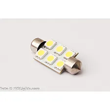 LED Bulb, Festoon 37mm, 6 LED, White 6000K, 1 Lamp