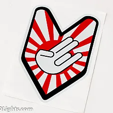 Sticker, JDM Arrow Hand and Rising Sun, Reflective, 155x110mm