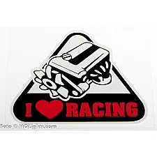 Sticker, 110x90mm, "I Love Racing"