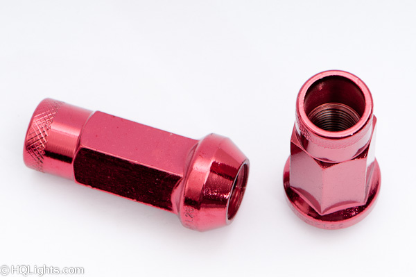Wheel nuts Muteki M12 x 1,25 48 mm 60°, steel, red, 20 pcs incl. dual adapter