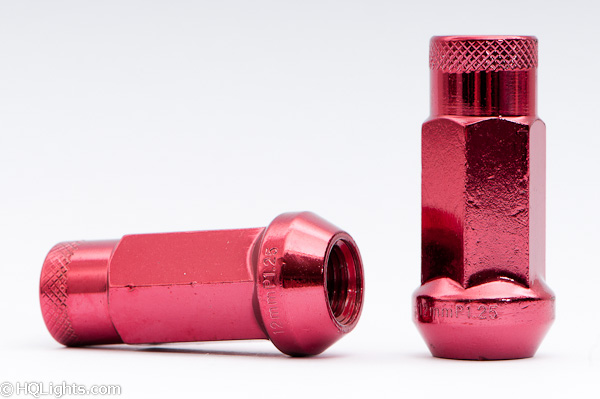 Wheel nuts Muteki M12 x 1,25 48 mm 60°, steel, red, 20 pcs incl. dual adapter