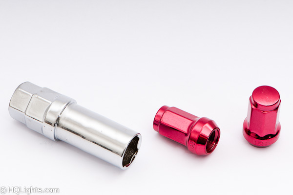 Wheel nuts M12 x 1,50 33 mm 60°, steel, red, 16 pcs inc. dual adapter
