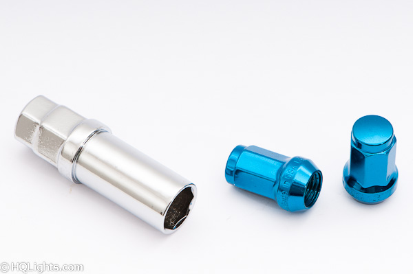 Hjulmuttrer M12 x 1,5 33 mm 60°, stål, blå, 16st inkl. dual adapter