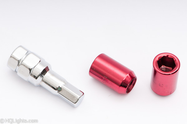 Hjulmuttrer M12 x 1,25 33 mm 60°, stål, öppen, röd, 16st inkl. dual adapter