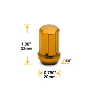 Wheel TPI SD Nuts M12 x 1,25 33 mm 60°, aluminium, golden, 20 pcs incl. adapter