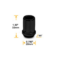 Wheel TPI Tuner Nuts M12 x 1,50 33 mm 60°, steel, chrome, 20 pcs incl. adapter