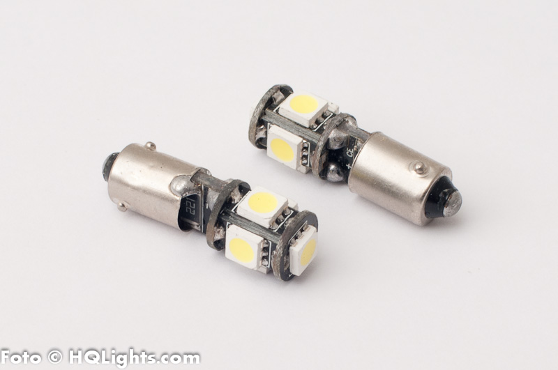 MTec Super Bright BA9S 360-grader 5 x SMD LED kit, 7000K (2st)