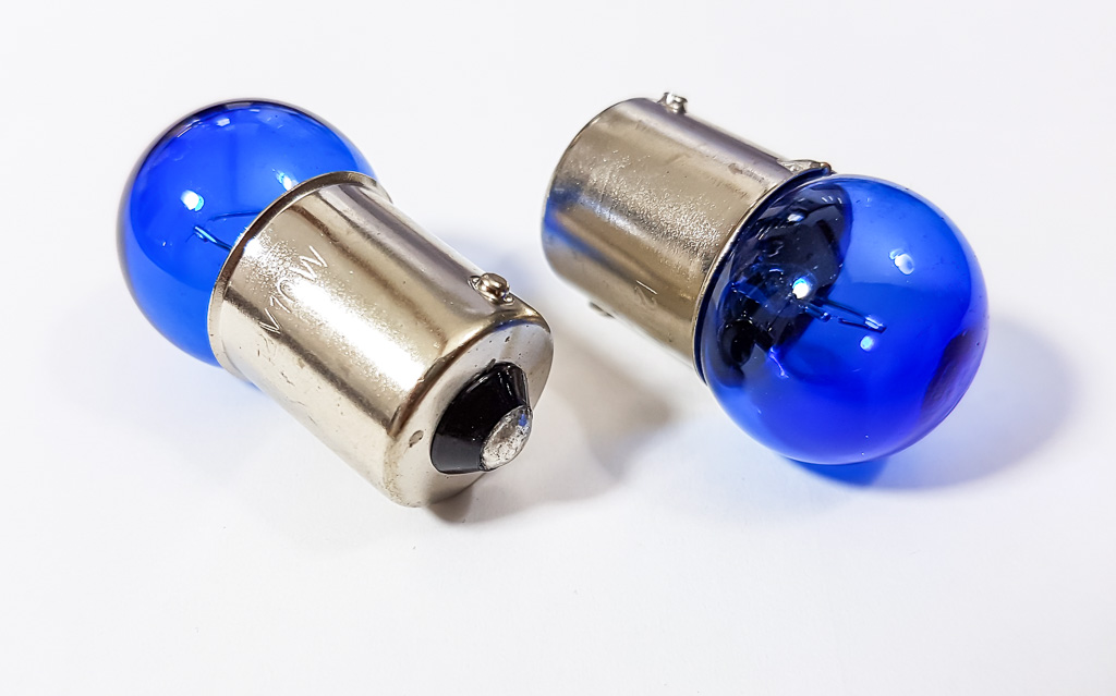 Mtec High Performance glödlampor G18 BA15S P12W 1156, naturigt blåglass, xenon-look vit sken , 2 glödlampor