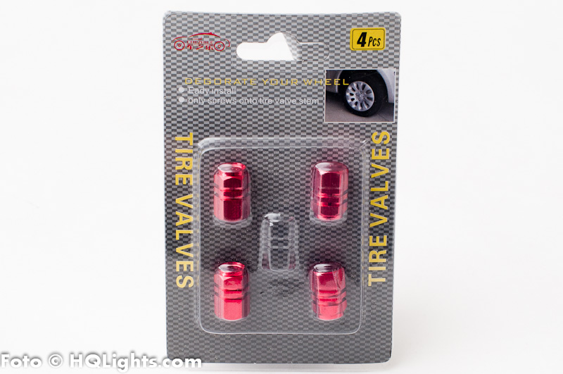 Tire air vent cap, universal, aluminium, 4 pcs, red