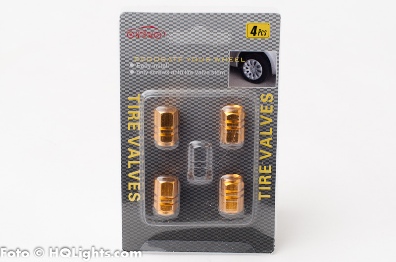 Tire air vent cap, universal, aluminium, 4 pcs, golden