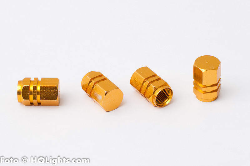Tire air vent cap, universal, aluminium, 4 pcs, golden