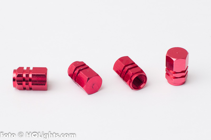 Tire air vent cap, universal, aluminium, 4 pcs, red