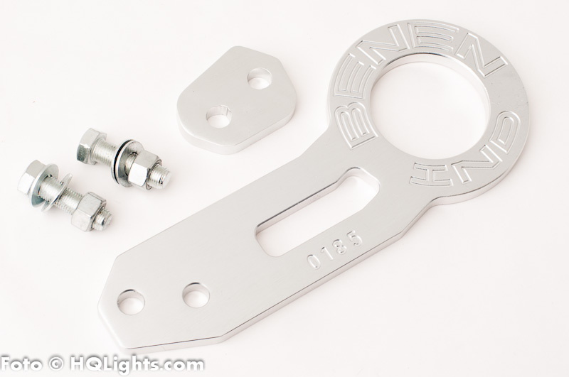 Back racing tow hook kit, anodized aluminum, silver