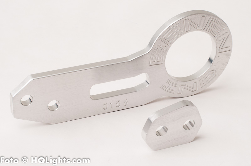 Back racing tow hook kit, anodized aluminum, silver