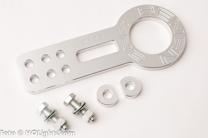 Front racing tow hook kit, anodized aluminum, silver