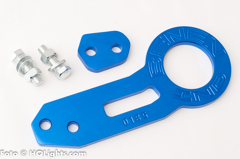 Back racing tow hook kit, anodized aluminum, blue