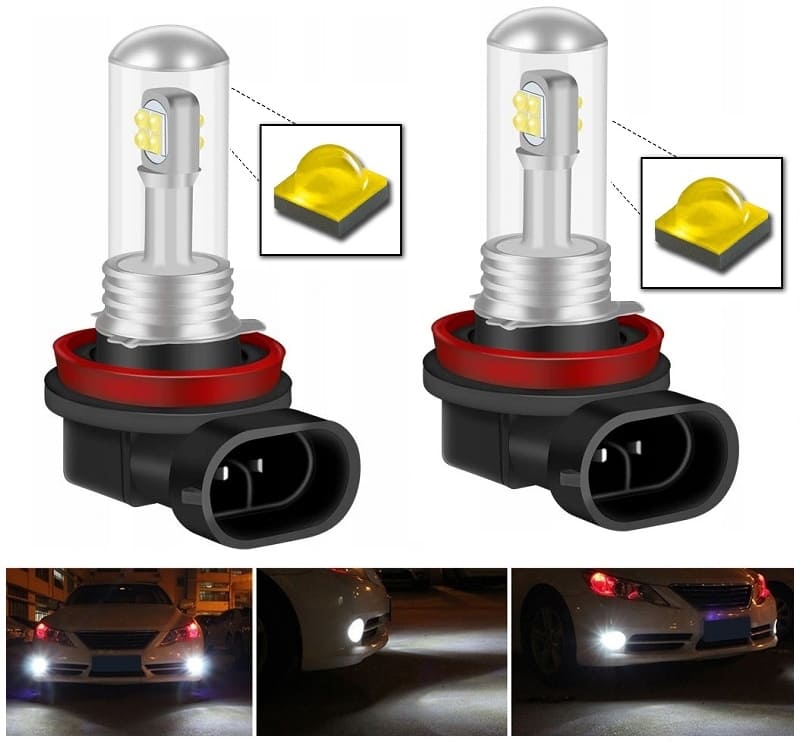 H8 H9 H11 LED 8x CREE XBD ultra white 6000K, 8000LM, passive cooling, 2 pcs