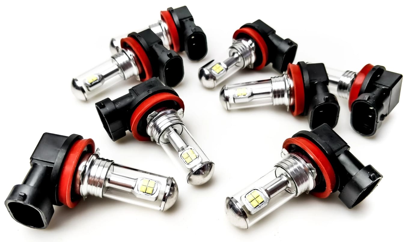 H8 H9 H11 LED 8x CREE XBD ultra white 6000K, 8000LM, passive cooling, 2 pcs
