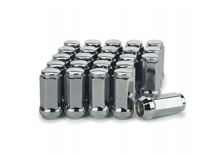 Hjulmuttrer M14 x 1,5 42 mm 60°, stål, silver kromad (20st)