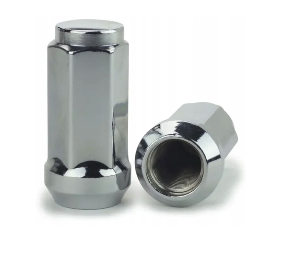 Hjulmuttrer M14 x 1,5 42 mm 60°, stål, silver kromad (20st)