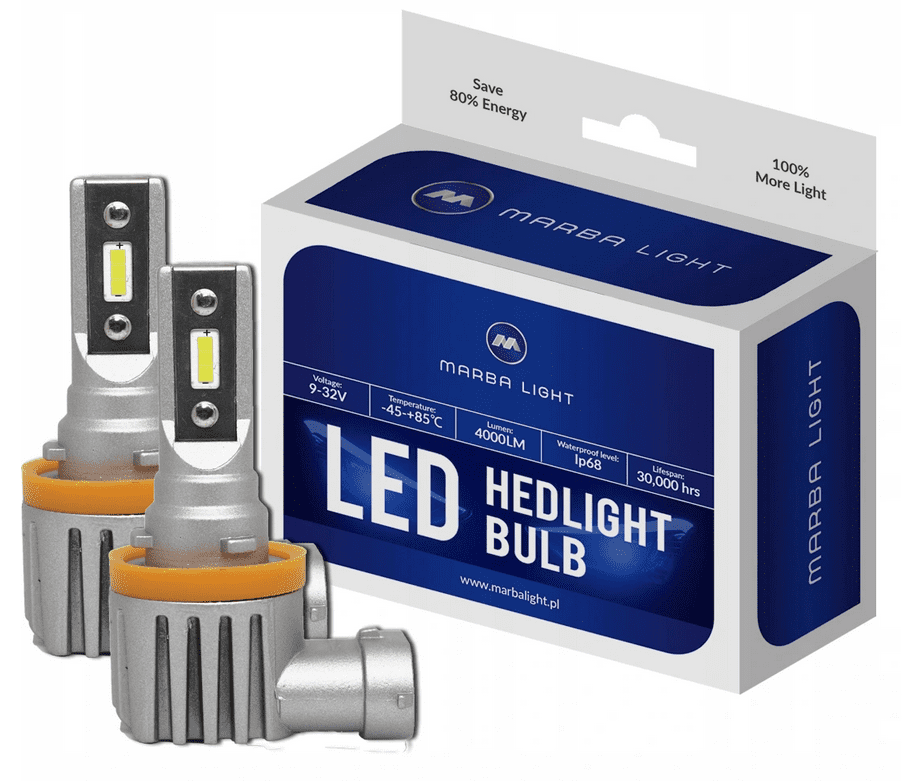 H8 / H11 CSP LED, CE E9, 4000 LM 6000K CANBUS, 2 lamps