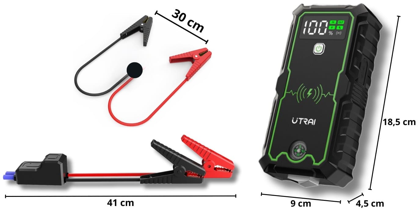 Jump Starter Power Bank 16000mAh with LCD display and wireless charging from UTRAI