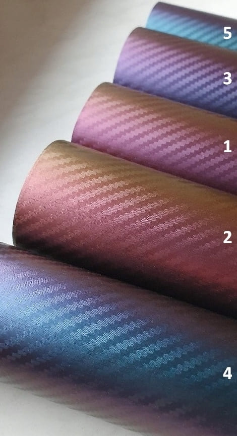 Wrapping vinyl foil , 3D carbon fibre look, chameleon color gold-pink, price for 10 x 152 cm