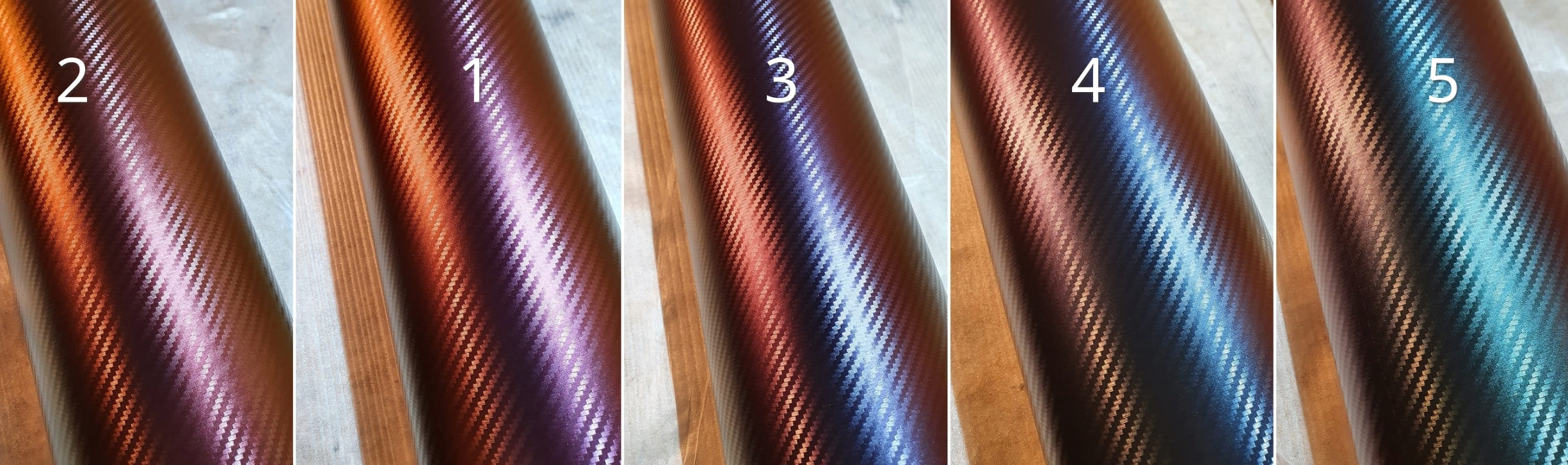 Wrapping vinyl foil , 3D carbon fibre look, chameleon color gold-pink, price for 10 x 152 cm
