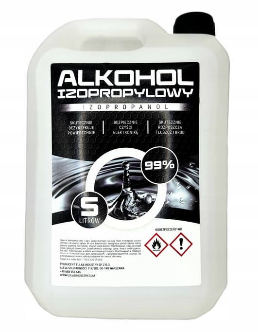 Two 5-litre jerry cans of Isopropanol IPA 99% cleaning alcohol for industry and laboratories
