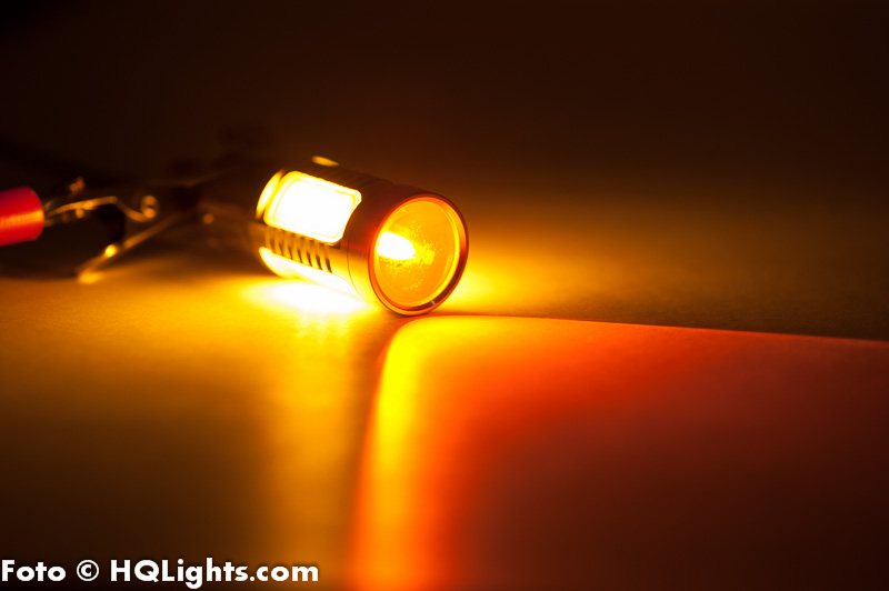 BAU15S (PY21W)  Xtreme LED, extra stark, 5 led, CREE, gul/orange 24v (1st)