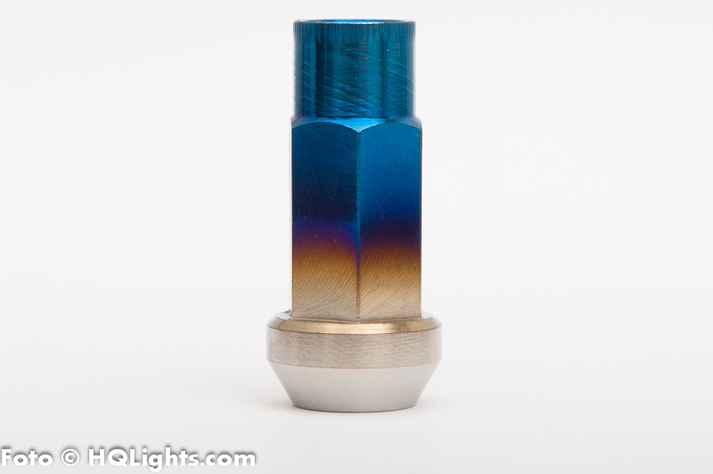 Wheel nuts M12 x 1,5 50 mm 60°, titanium, blue rainbow  (1 wheel nut)