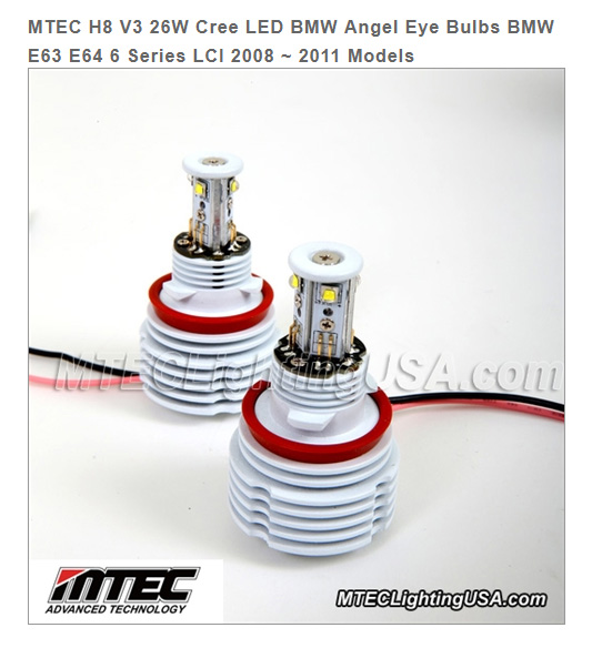 Mtec Extreme Power LED kit for BMW F01 7-serie Angel Eyes, H8, 7000K, 26W (v3)