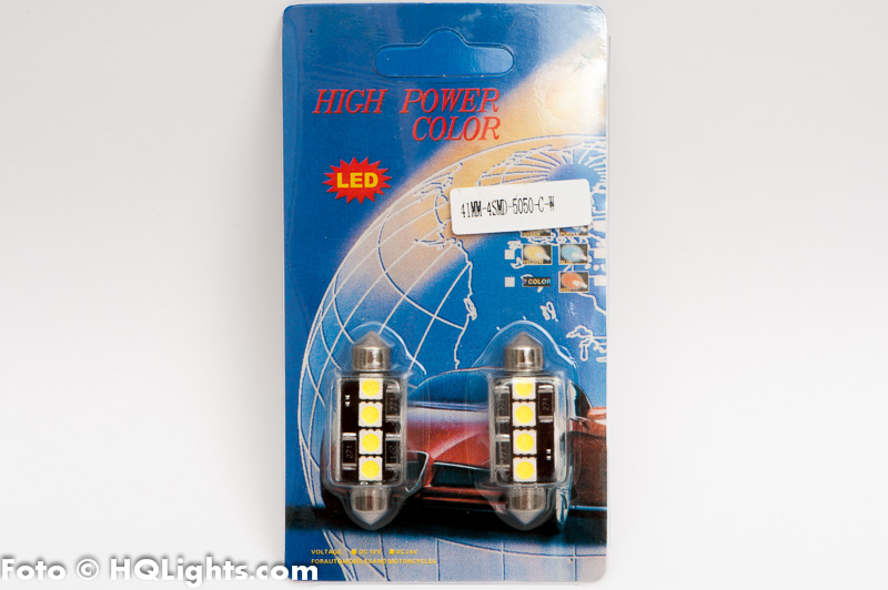 Spoollampa C5W LED 41mm, canbus, 4 LED, vit 6000K 2st