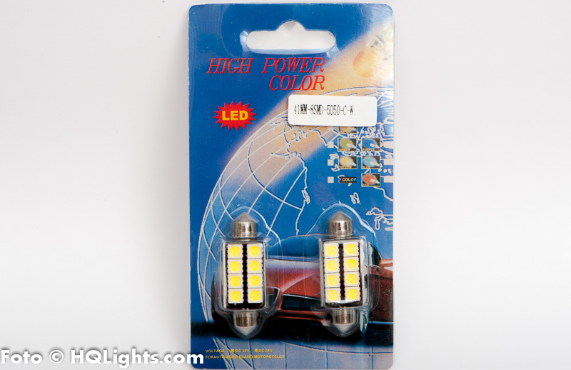 Festoon C5W LED 41mm, 8 LED, canbus, white 6000K 2 lamps