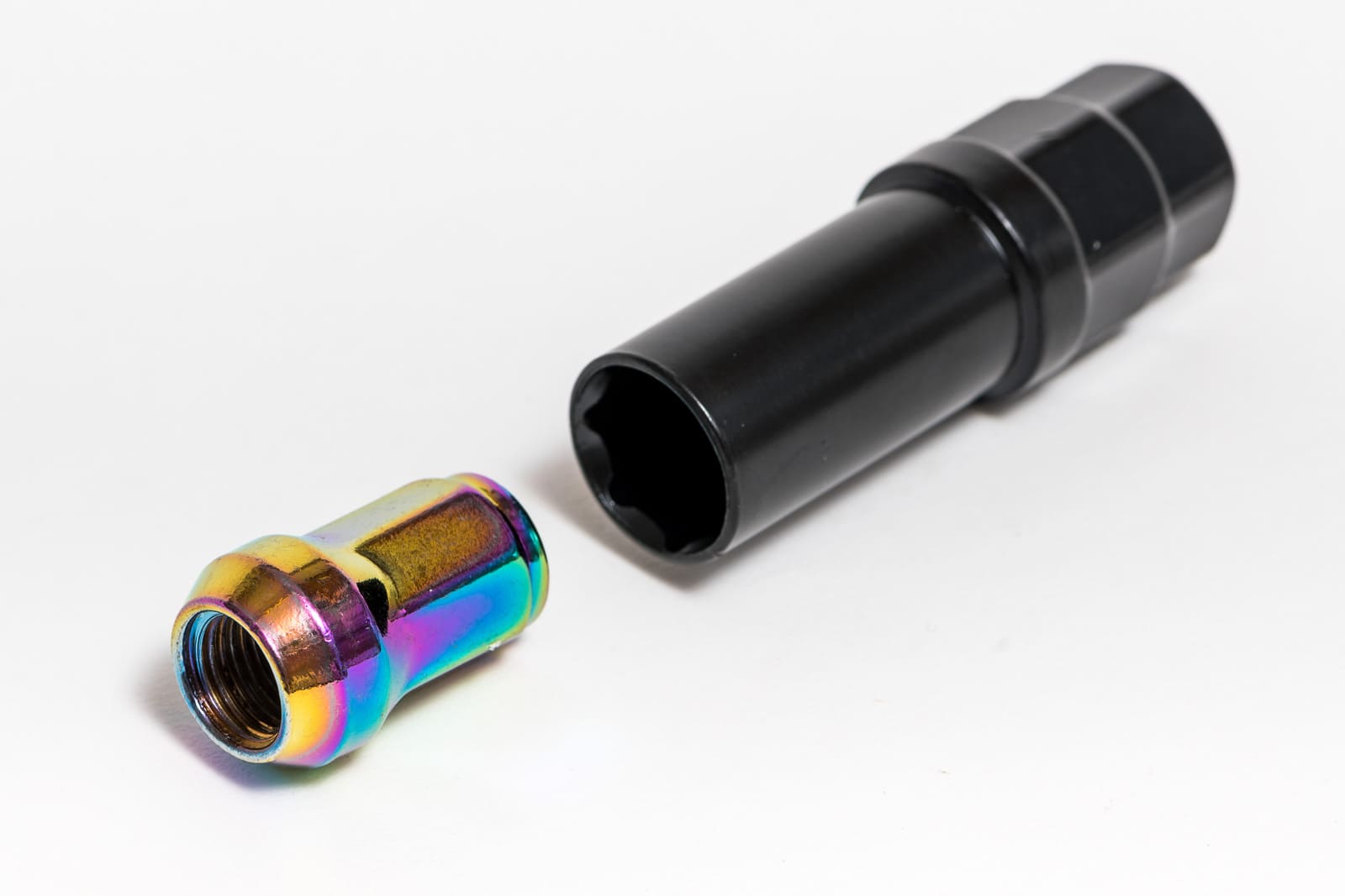 Wheel nuts M12 x 32 mm 60°, steel, rainbow color, 20 pcs incl. dual adapter
