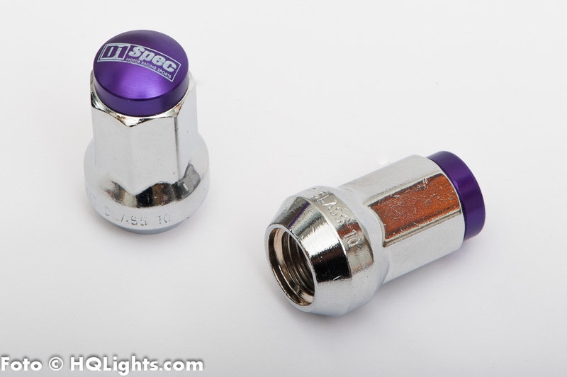 Wheel nuts D1 Spec M12 x 1,25 34 mm 60°, steel, chrome with purple top, 20 pcs